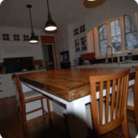 Reclaimed barn oak island table